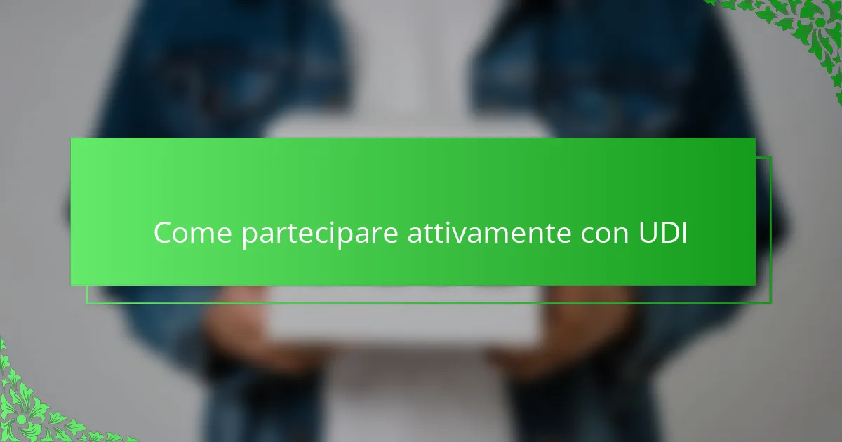 Come partecipare attivamente con UDI
