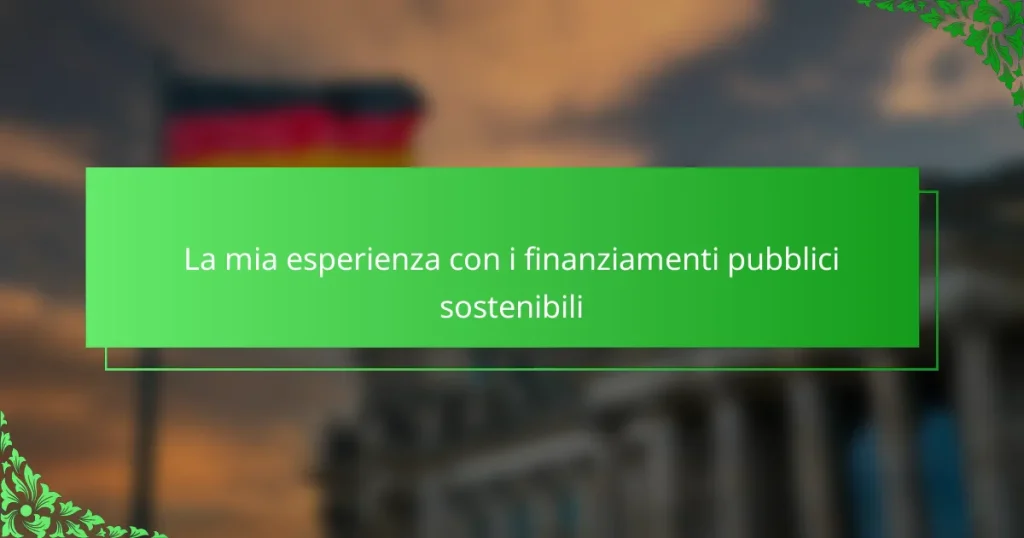 La mia esperienza con i finanziamenti pubblici sostenibili