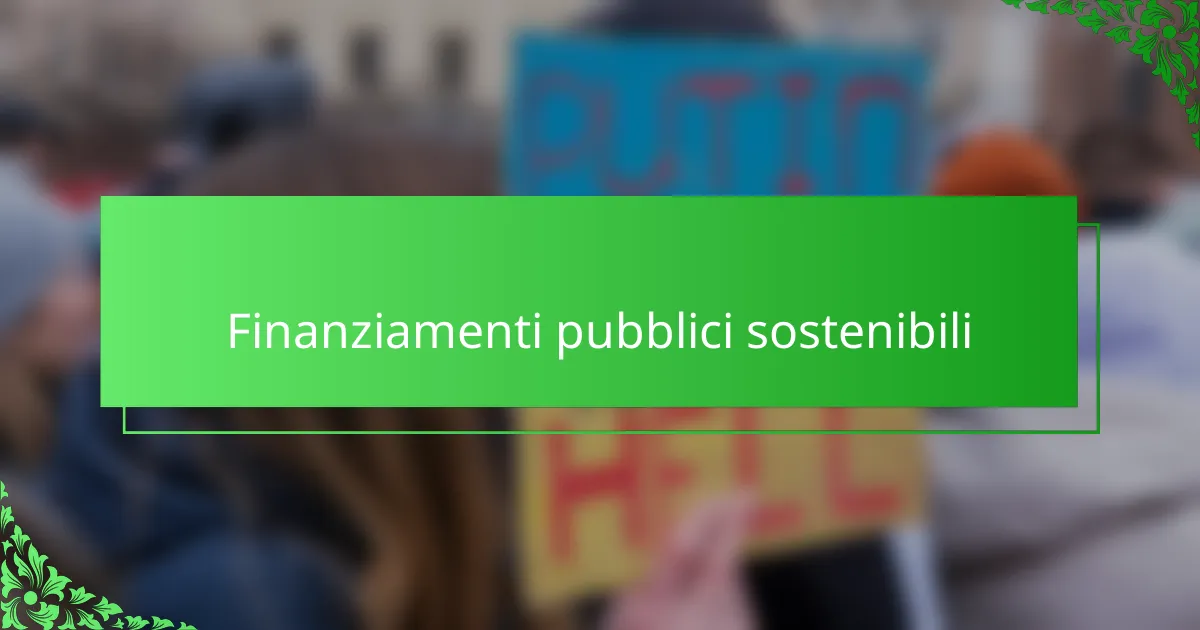 Finanziamenti pubblici sostenibili