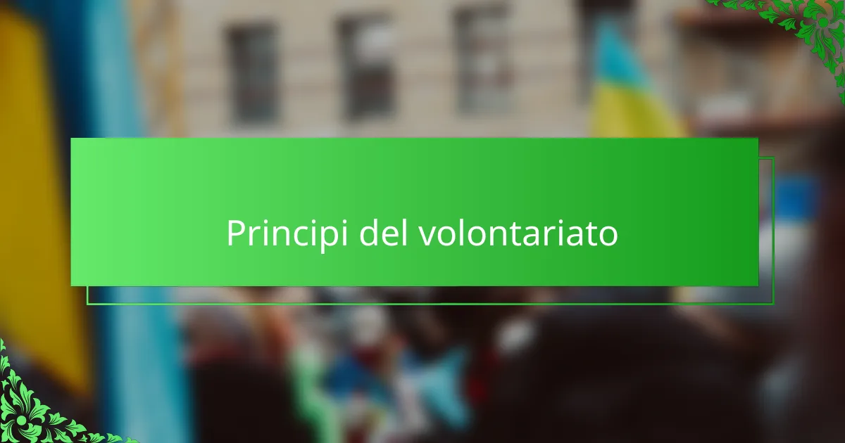 Principi del volontariato