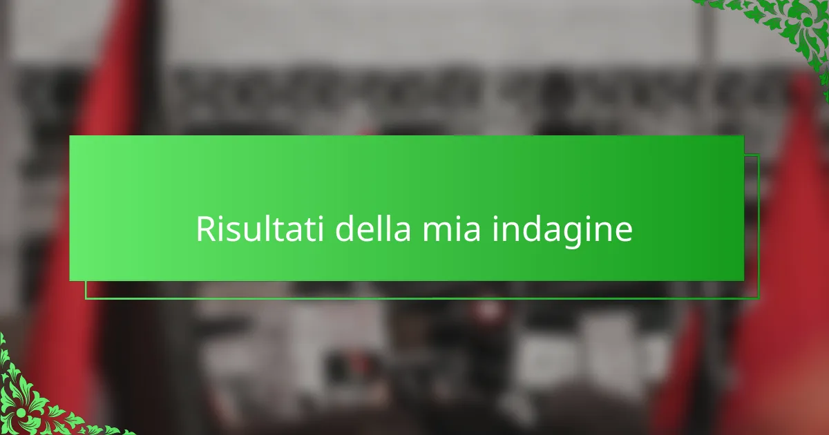 Risultati della mia indagine