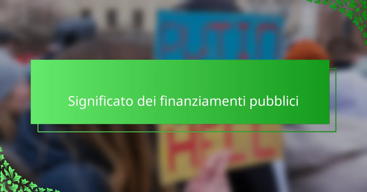 Significato dei finanziamenti pubblici