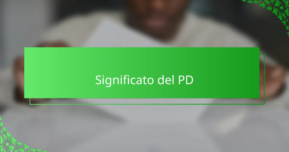 Significato del PD