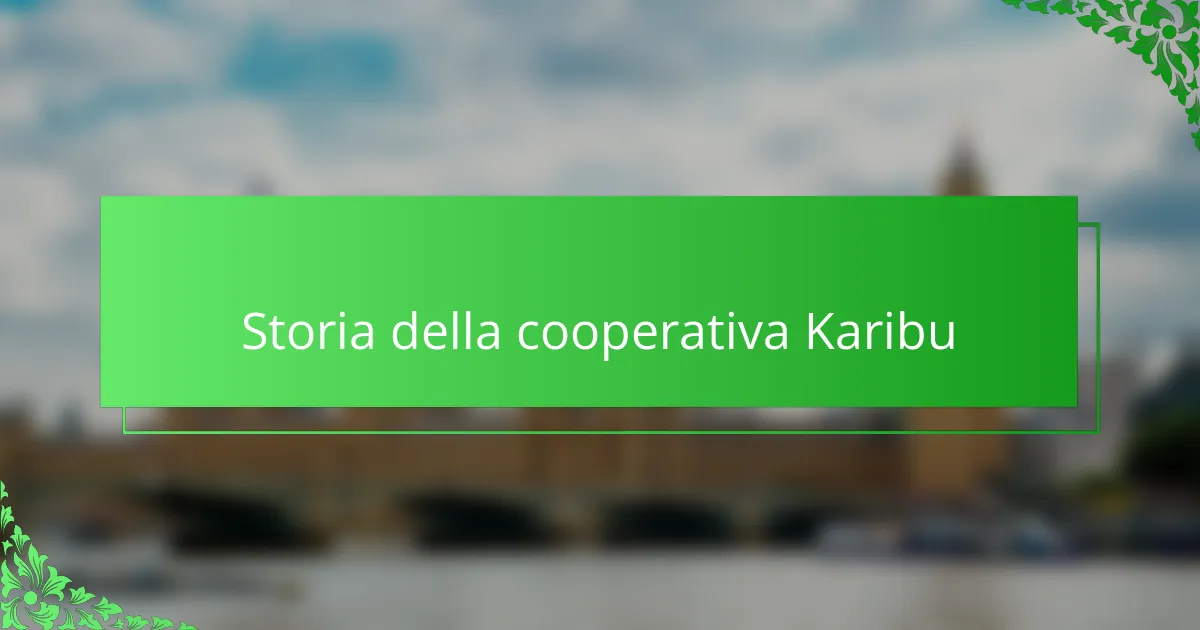 Storia della cooperativa Karibu